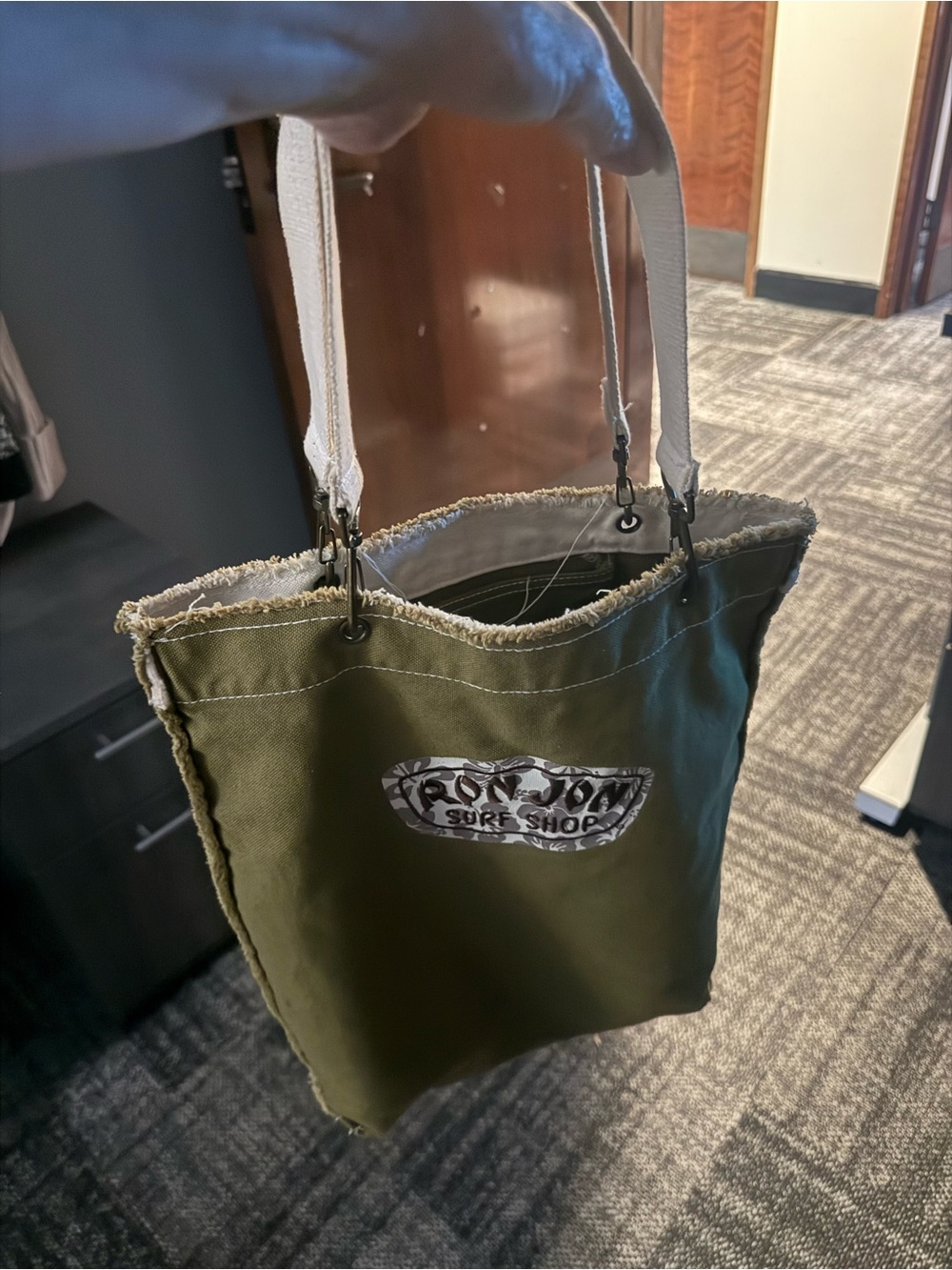 Olive Canvas Tote Bag - Picture 5 of 5
